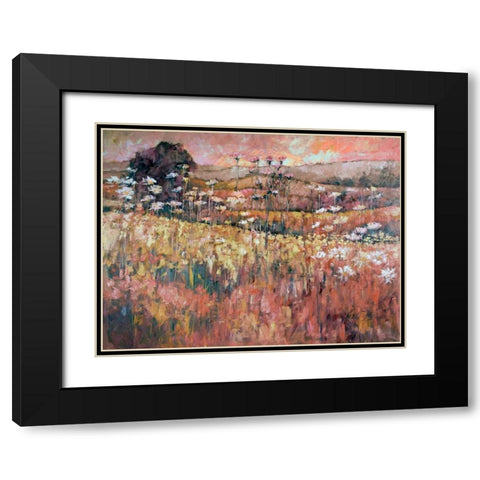 Sunrise Over The Wildflowers Black Modern Wood Framed Art Print with Double Matting by Kruk