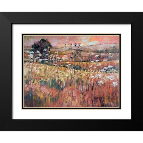 Sunrise Over The Wildflowers Black Modern Wood Framed Art Print with Double Matting by Kruk