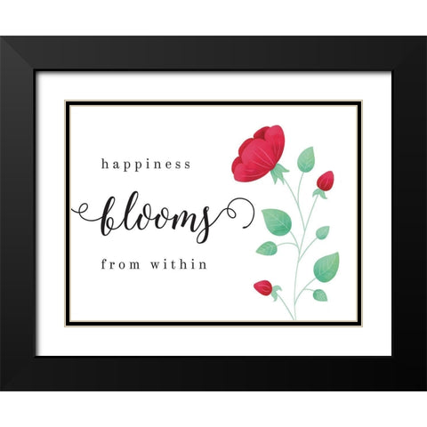 Happiness Blooms From Within Black Modern Wood Framed Art Print with Double Matting by McFarland, Leslie