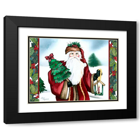 Father Christmas Black Modern Wood Framed Art Print with Double Matting by Korsgaden, Laurie