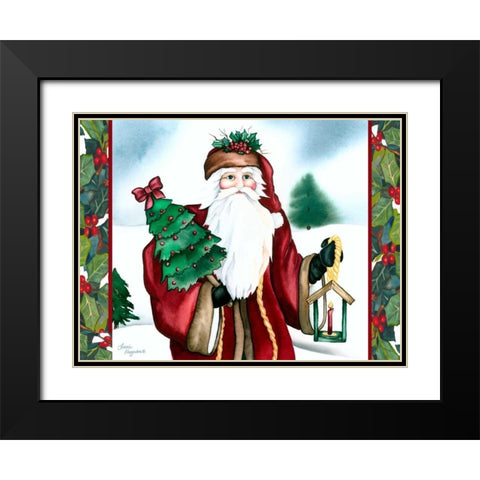 Father Christmas Black Modern Wood Framed Art Print with Double Matting by Korsgaden, Laurie