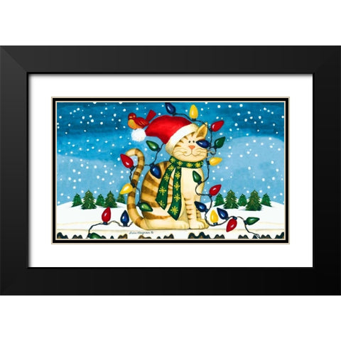 Christmas Cat Black Modern Wood Framed Art Print with Double Matting by Korsgaden, Laurie