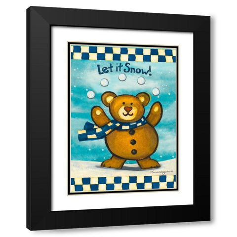Let it Snow Bear Black Modern Wood Framed Art Print with Double Matting by Korsgaden, Laurie