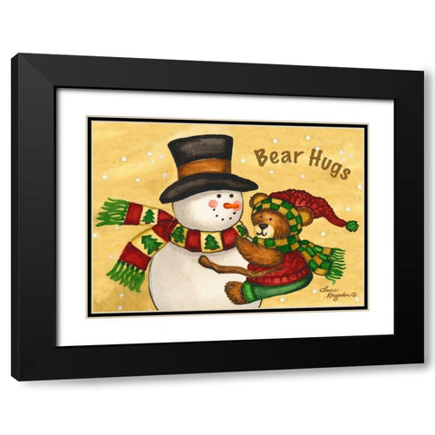 Bear Hugs Black Modern Wood Framed Art Print with Double Matting by Korsgaden, Laurie