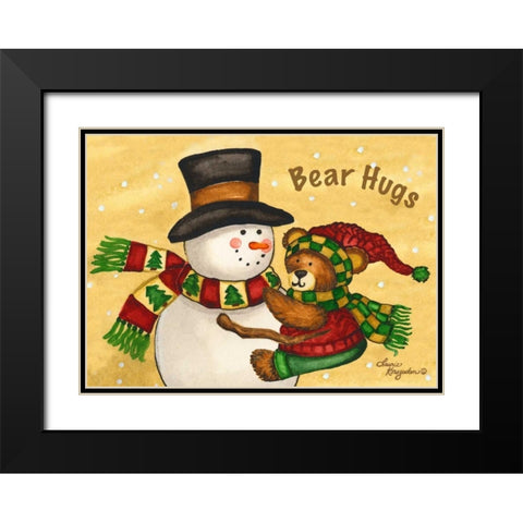 Bear Hugs Black Modern Wood Framed Art Print with Double Matting by Korsgaden, Laurie