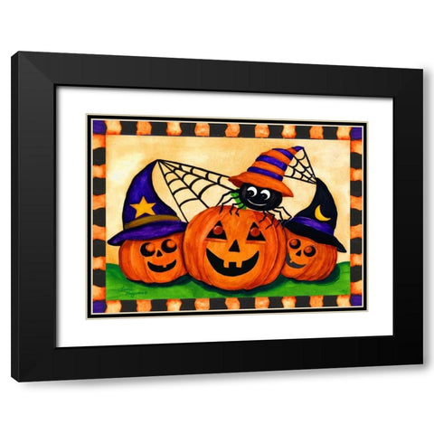 Happy Pumpkins Black Modern Wood Framed Art Print with Double Matting by Korsgaden, Laurie