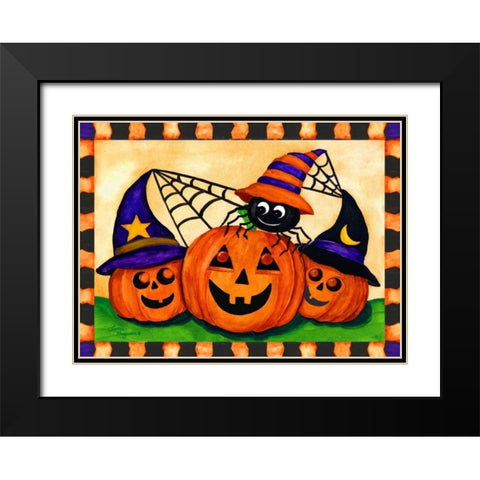 Happy Pumpkins Black Modern Wood Framed Art Print with Double Matting by Korsgaden, Laurie
