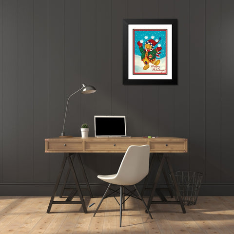 Happy Holidays Black Modern Wood Framed Art Print with Double Matting by Korsgaden, Laurie