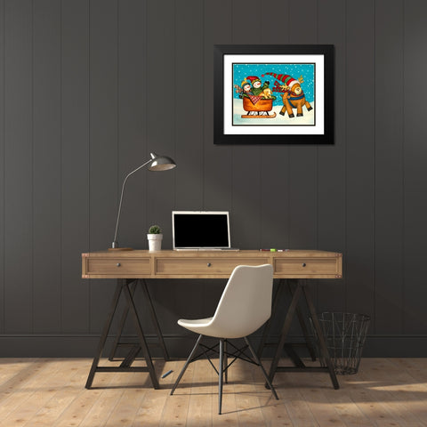 Festive Times Black Modern Wood Framed Art Print with Double Matting by Korsgaden, Laurie
