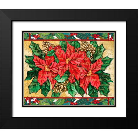 Poinsettas Black Modern Wood Framed Art Print with Double Matting by Korsgaden, Laurie