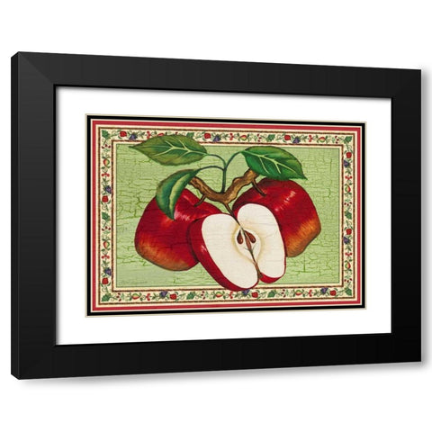 Apples Black Modern Wood Framed Art Print with Double Matting by Korsgaden, Laurie