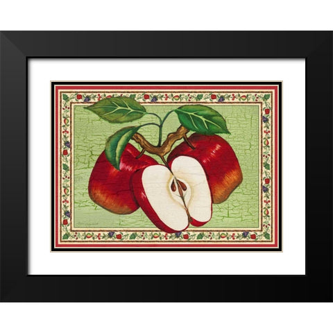 Apples Black Modern Wood Framed Art Print with Double Matting by Korsgaden, Laurie