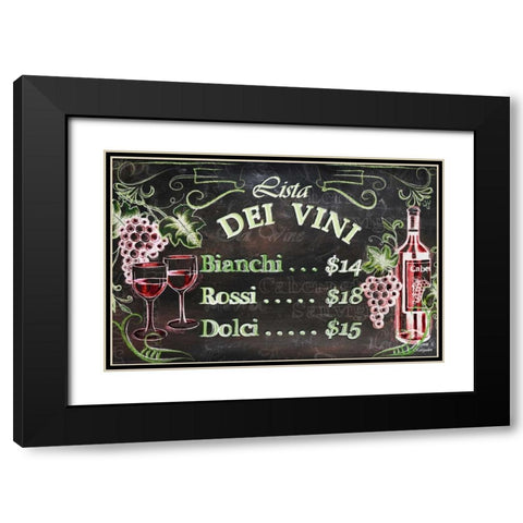 Vino and Grapes Chalkboard Menu Black Modern Wood Framed Art Print with Double Matting by Korsgaden, Laurie
