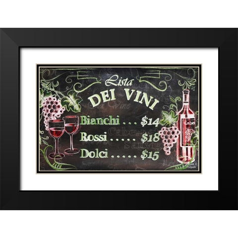 Vino and Grapes Chalkboard Menu Black Modern Wood Framed Art Print with Double Matting by Korsgaden, Laurie