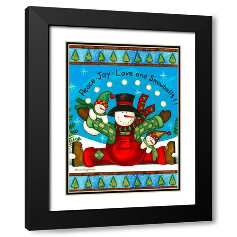 Love And Snowballs Black Modern Wood Framed Art Print with Double Matting by Korsgaden, Laurie