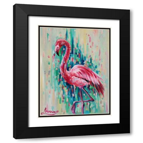 Flamingo Pose 1 Black Modern Wood Framed Art Print with Double Matting by Colberg, Lisa
