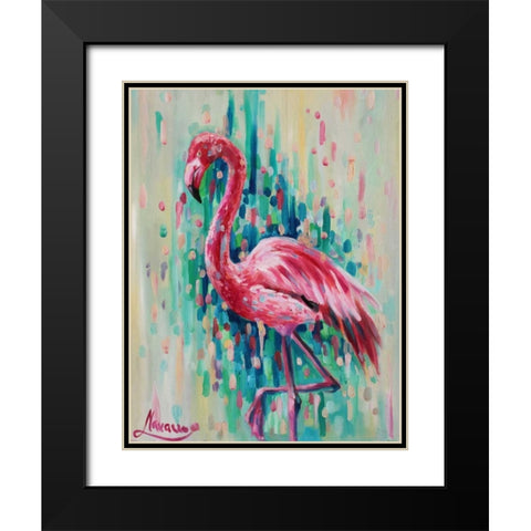Flamingo Pose 1 Black Modern Wood Framed Art Print with Double Matting by Colberg, Lisa