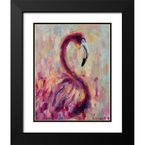Flamingo Bliss 1 Black Modern Wood Framed Art Print with Double Matting by Colberg, Lisa