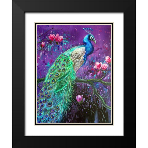 Botanical Peacock 1 Black Modern Wood Framed Art Print with Double Matting by Colberg, Lisa
