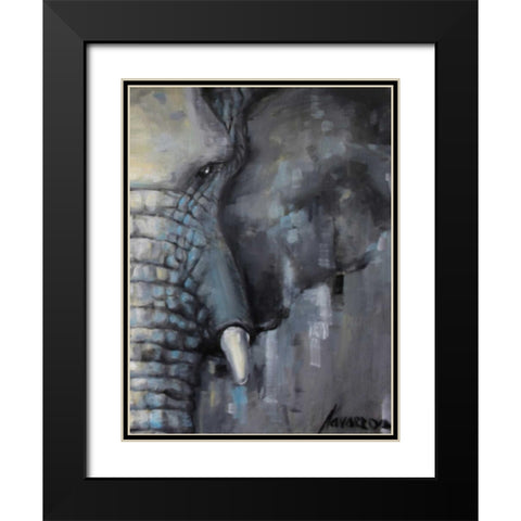 Majestic Pachyderm 2 Black Modern Wood Framed Art Print with Double Matting by Navarro, Lena