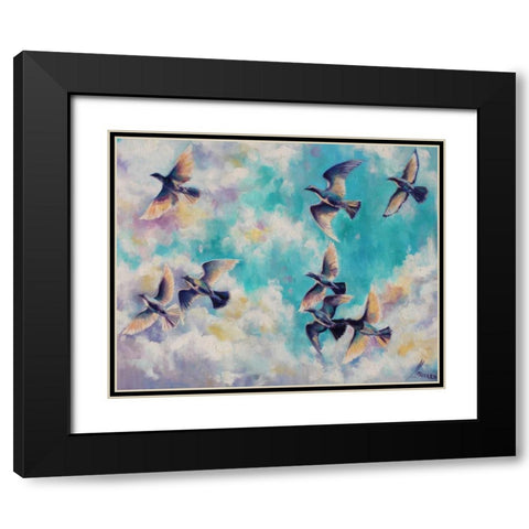 Birds 1 Black Modern Wood Framed Art Print with Double Matting by Colberg, Lisa