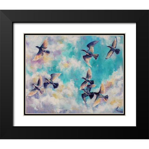 Birds 1 Black Modern Wood Framed Art Print with Double Matting by Colberg, Lisa