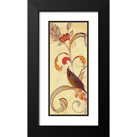 Bird Vine Panel 2 Black Modern Wood Framed Art Print with Double Matting by Rossi, Lorraine