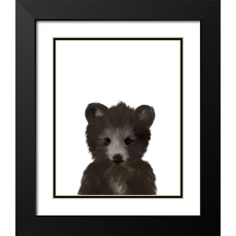 Baby Black Bear Black Modern Wood Framed Art Print with Double Matting by Straatsma, Leah