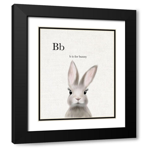 Woodland Bunny Linen Black Modern Wood Framed Art Print with Double Matting by Straatsma, Leah