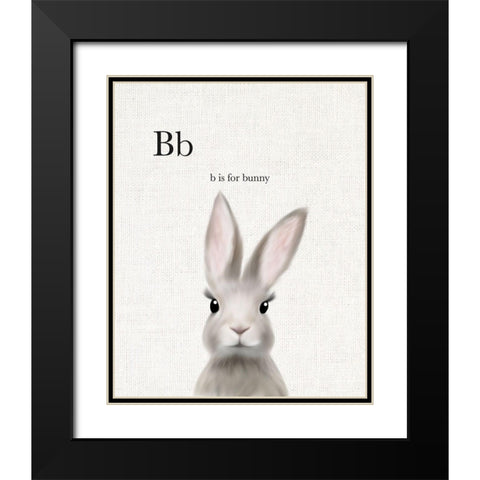 Woodland Bunny Linen Black Modern Wood Framed Art Print with Double Matting by Straatsma, Leah