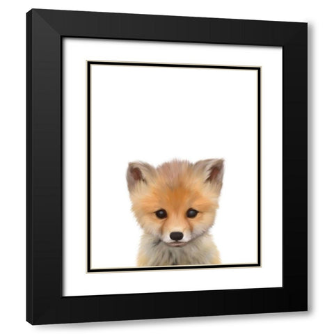Baby Fox Black Modern Wood Framed Art Print with Double Matting by Straatsma, Leah