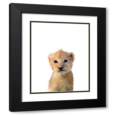 Baby Lion Black Modern Wood Framed Art Print with Double Matting by Straatsma, Leah