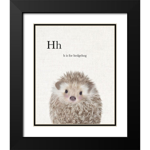 Baby Hedgehog Linen Black Modern Wood Framed Art Print with Double Matting by Straatsma, Leah