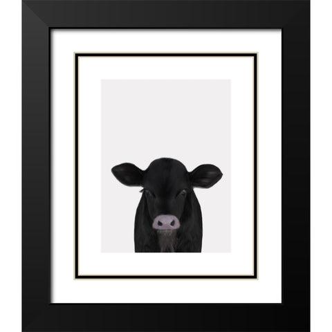 Cute Calf 1 Black Modern Wood Framed Art Print with Double Matting by Straatsma, Leah