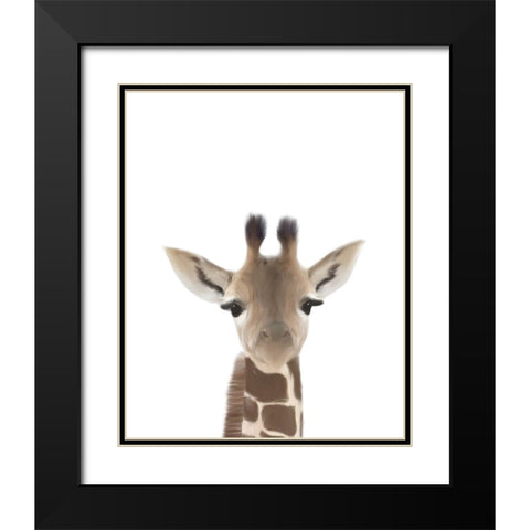 Giraffe Black Modern Wood Framed Art Print with Double Matting by Straatsma, Leah