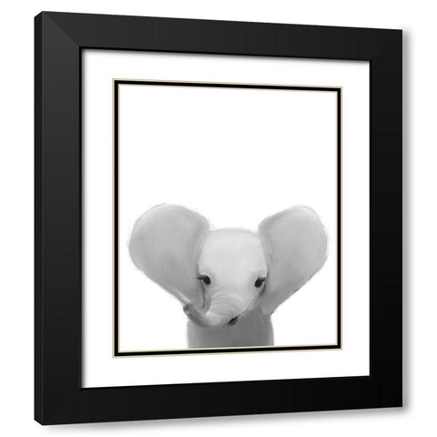 Baby Elephant Black Modern Wood Framed Art Print with Double Matting by Straatsma, Leah