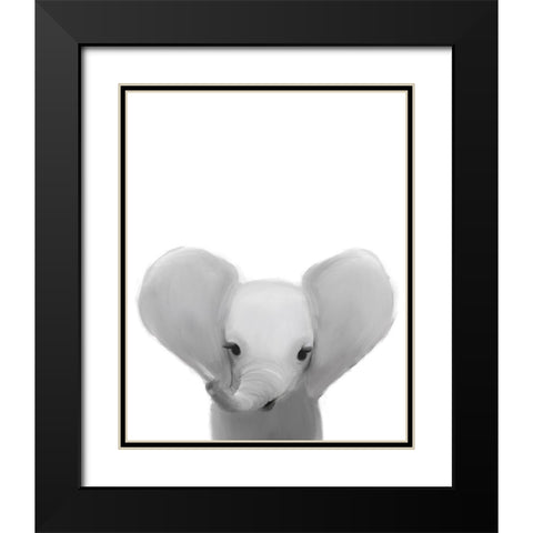 Baby Elephant Black Modern Wood Framed Art Print with Double Matting by Straatsma, Leah