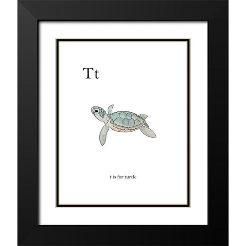 T is for Turtle Black Modern Wood Framed Art Print with Double Matting by Straatsma, Leah