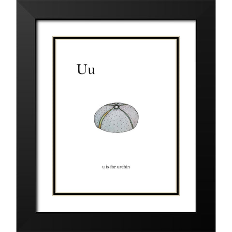 U is For Urchin Black Modern Wood Framed Art Print with Double Matting by Straatsma, Leah