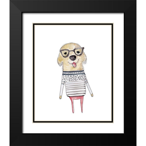 Puppy Glasses Black Modern Wood Framed Art Print with Double Matting by Straatsma, Leah