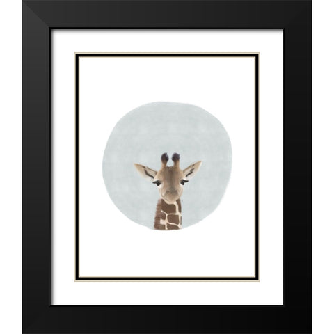 Baby Giraffe Black Modern Wood Framed Art Print with Double Matting by Straatsma, Leah