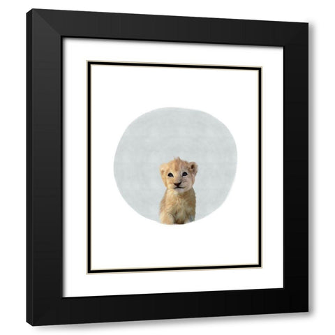 Baby Lion Circle Black Modern Wood Framed Art Print with Double Matting by Straatsma, Leah