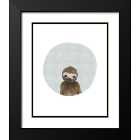 Baby Sloth Black Modern Wood Framed Art Print with Double Matting by Straatsma, Leah