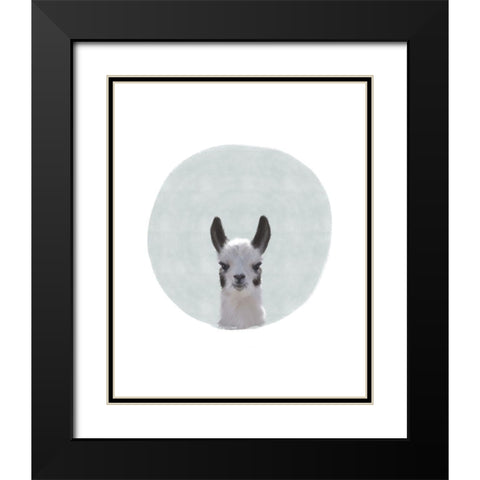 Baby Circle Llama Black Modern Wood Framed Art Print with Double Matting by Straatsma, Leah