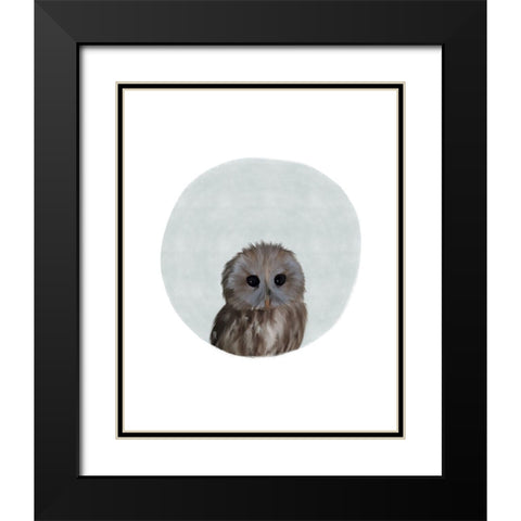 Baby Owl Circle Black Modern Wood Framed Art Print with Double Matting by Straatsma, Leah