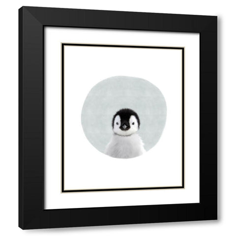 Baby Penguin Circle Black Modern Wood Framed Art Print with Double Matting by Straatsma, Leah