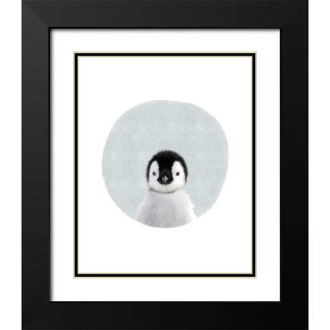 Baby Penguin Circle Black Modern Wood Framed Art Print with Double Matting by Straatsma, Leah