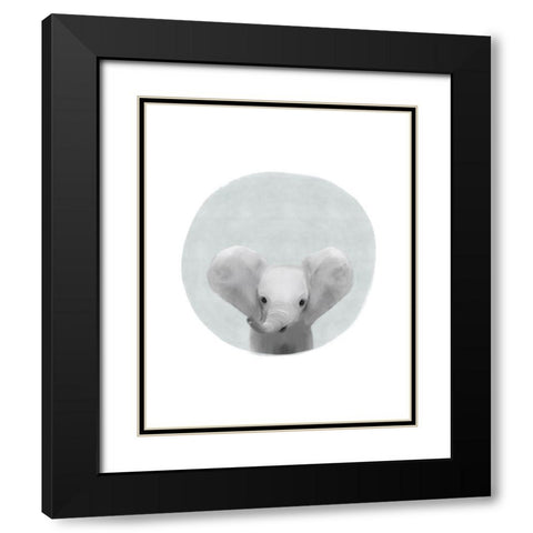 Circle Elephant Black Modern Wood Framed Art Print with Double Matting by Straatsma, Leah