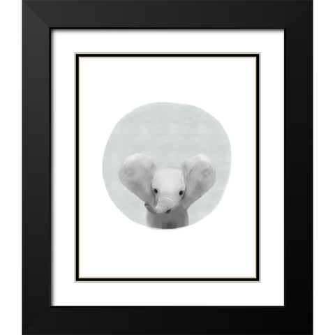 Circle Elephant Black Modern Wood Framed Art Print with Double Matting by Straatsma, Leah