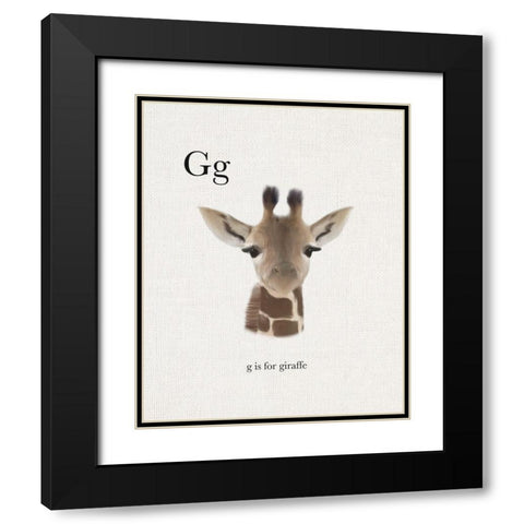 G is for Giraffe Black Modern Wood Framed Art Print with Double Matting by Straatsma, Leah
